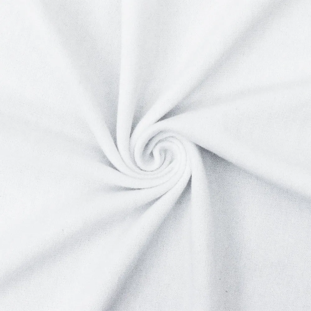 2 YD PC-White Solid Stretch Poly Blend Brushed Face Jersey Knit Fabric