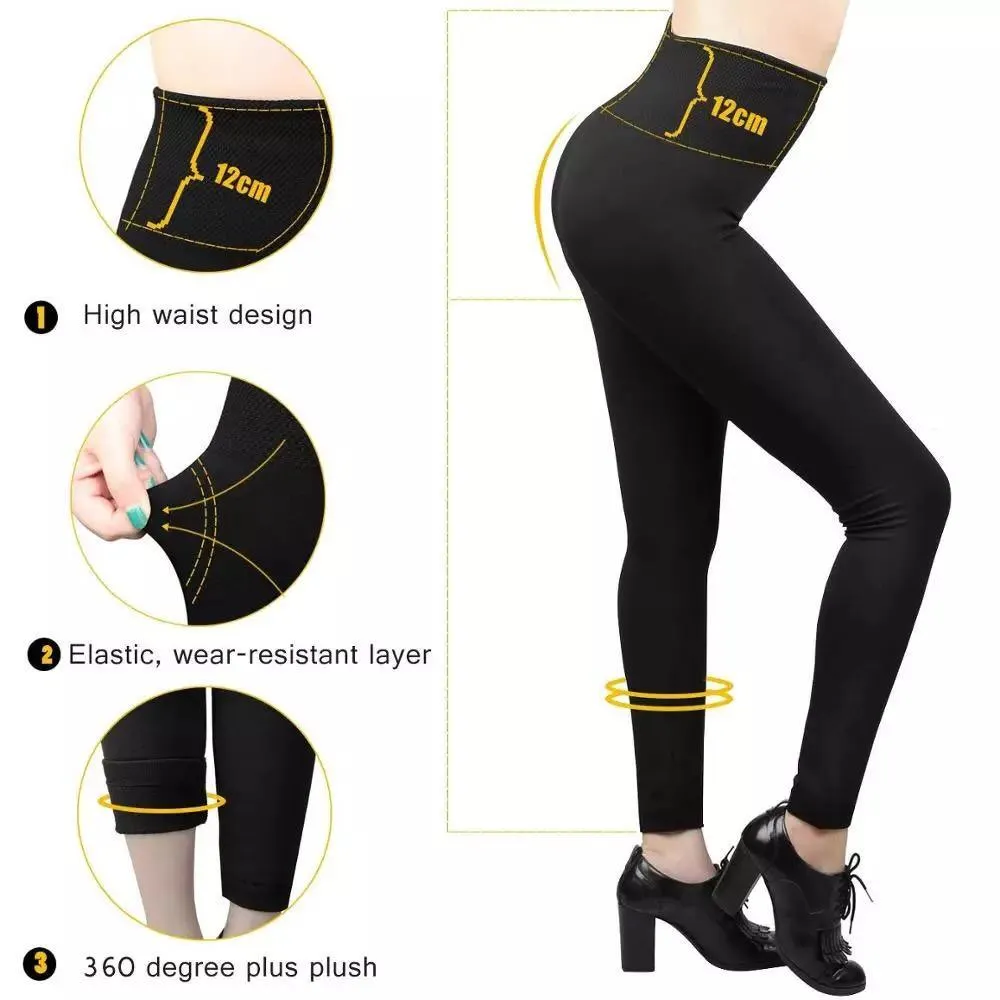 3 Pack Women‚Äôs Fleece Lined Leggings High Waist Stretchy warm Leggings one size