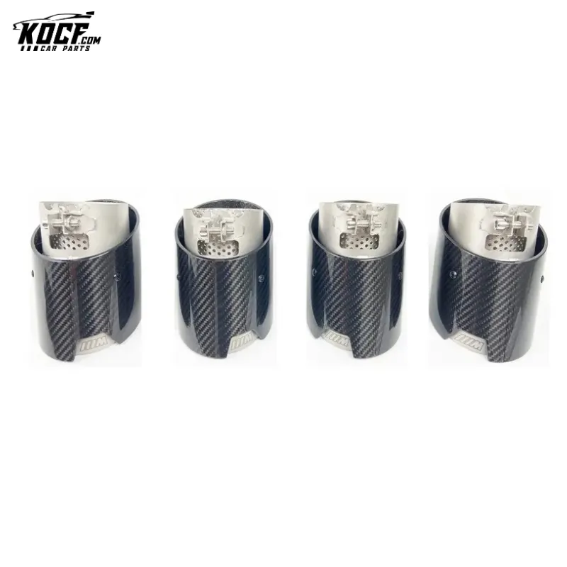 4 Pcs Stainless Steel Glossy Black Carbon Fiber Exhaust tip tail ends Exhaust tip muffler tip Fits for BMW M3 G80 M4 G82 G83