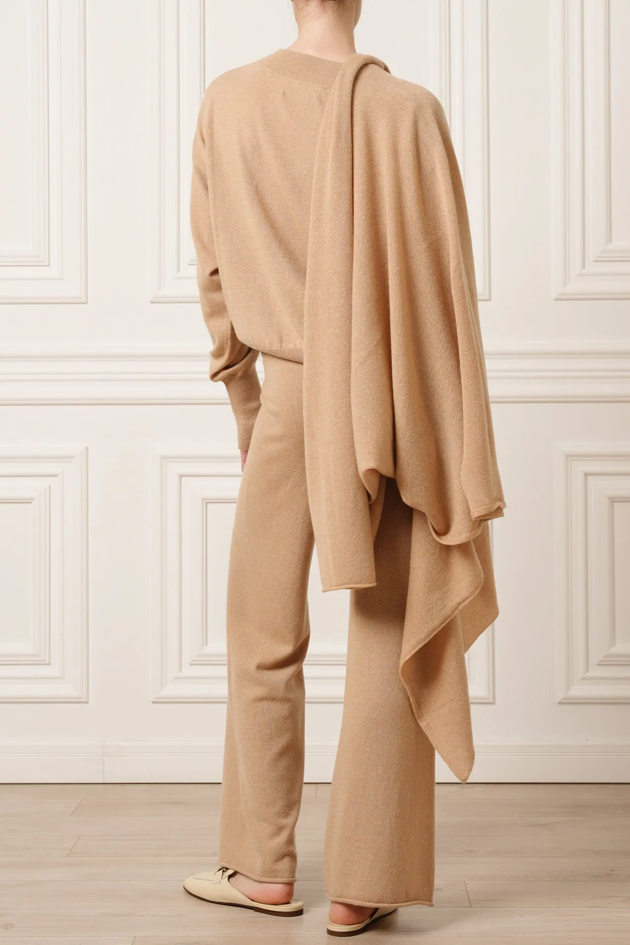 Akeem Cashmere Wide-Leg Pants In Dune