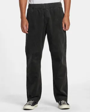 Americana Elastic Waist Cord Pants - Pirate Black