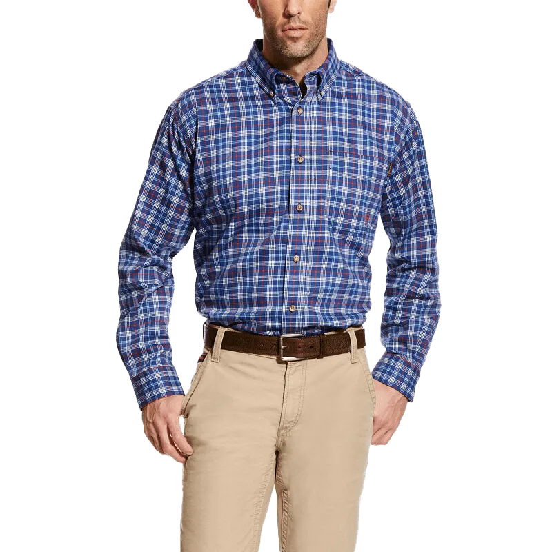 Ariat Men's Flame Resistant Blue Plaid Work Shirt