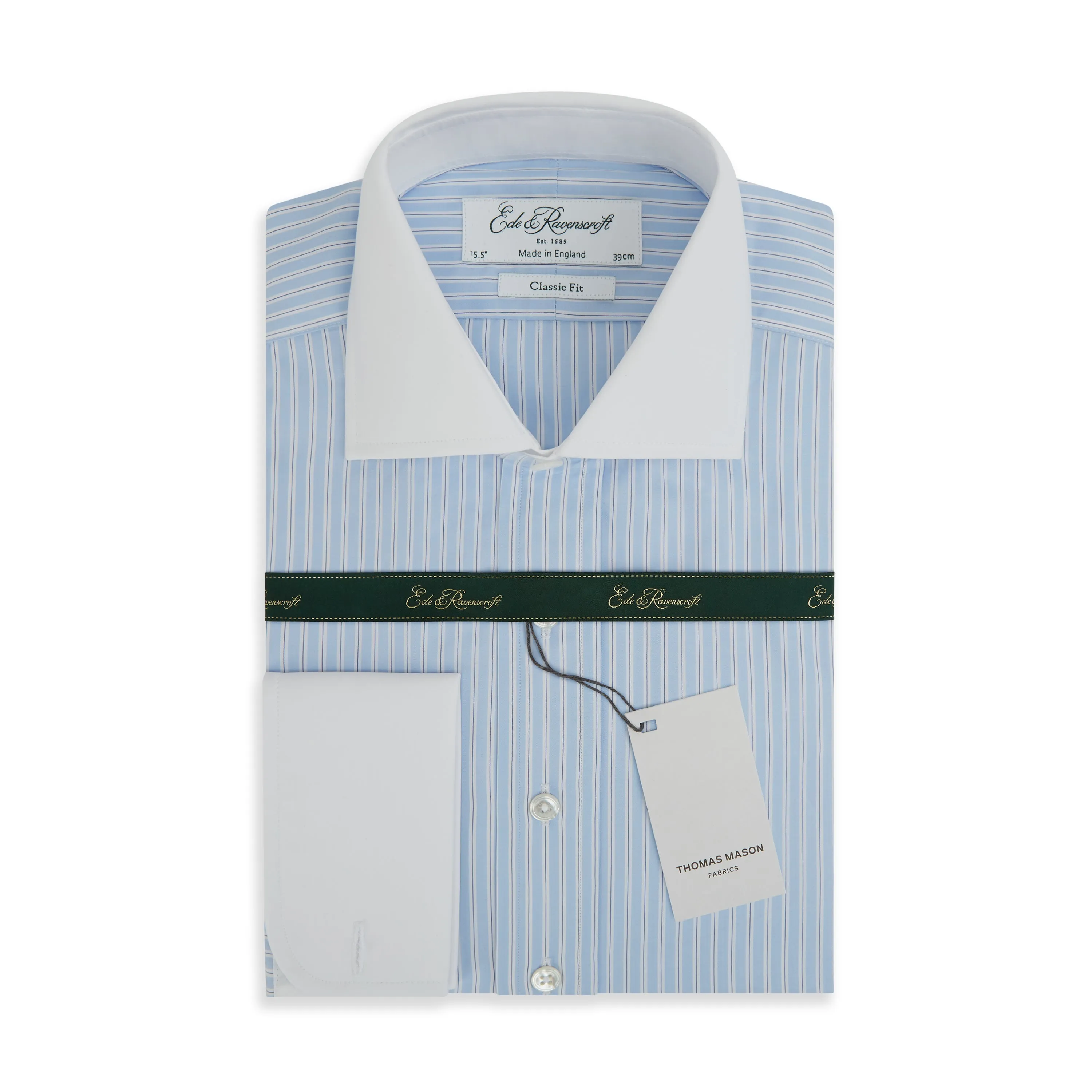 Ashburn Blue and White Stripe Poplin Cotton Shirt