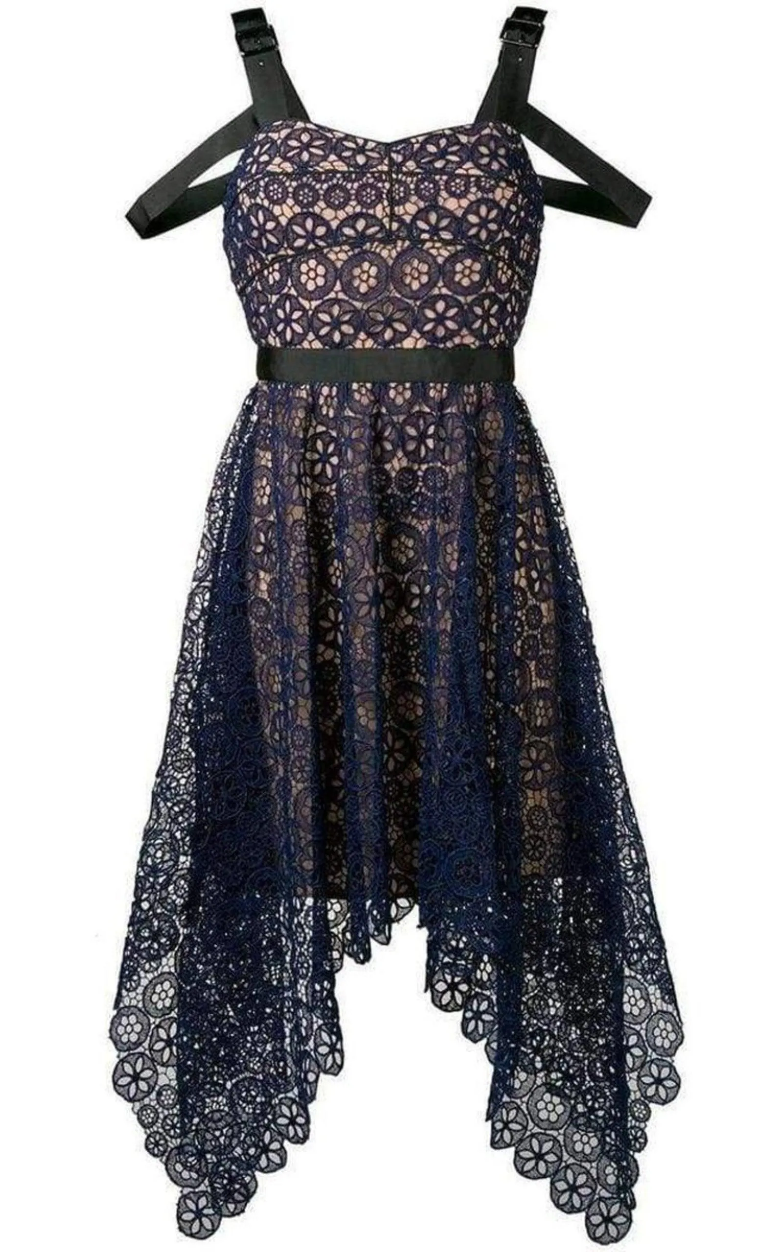 Asymmetric Circle Floral Lace Dress