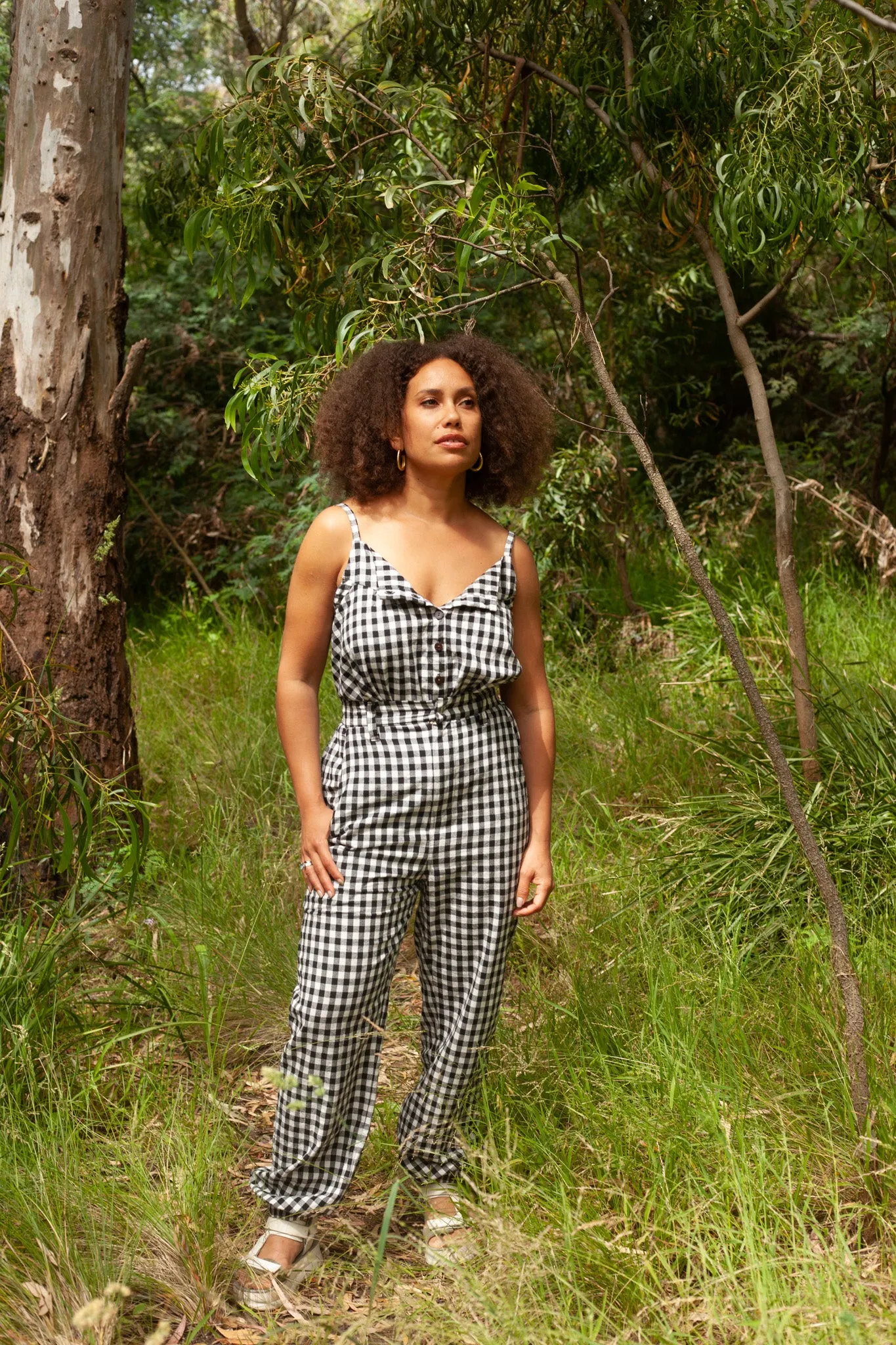 Black Gingham Jogger Jeans