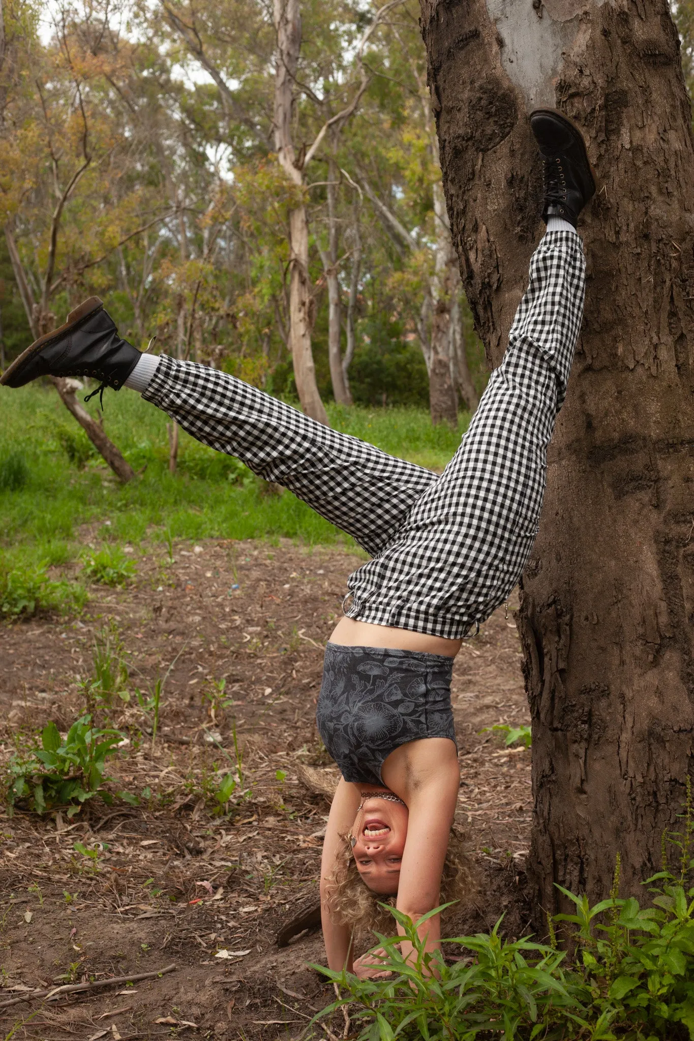 Black Gingham Jogger Jeans