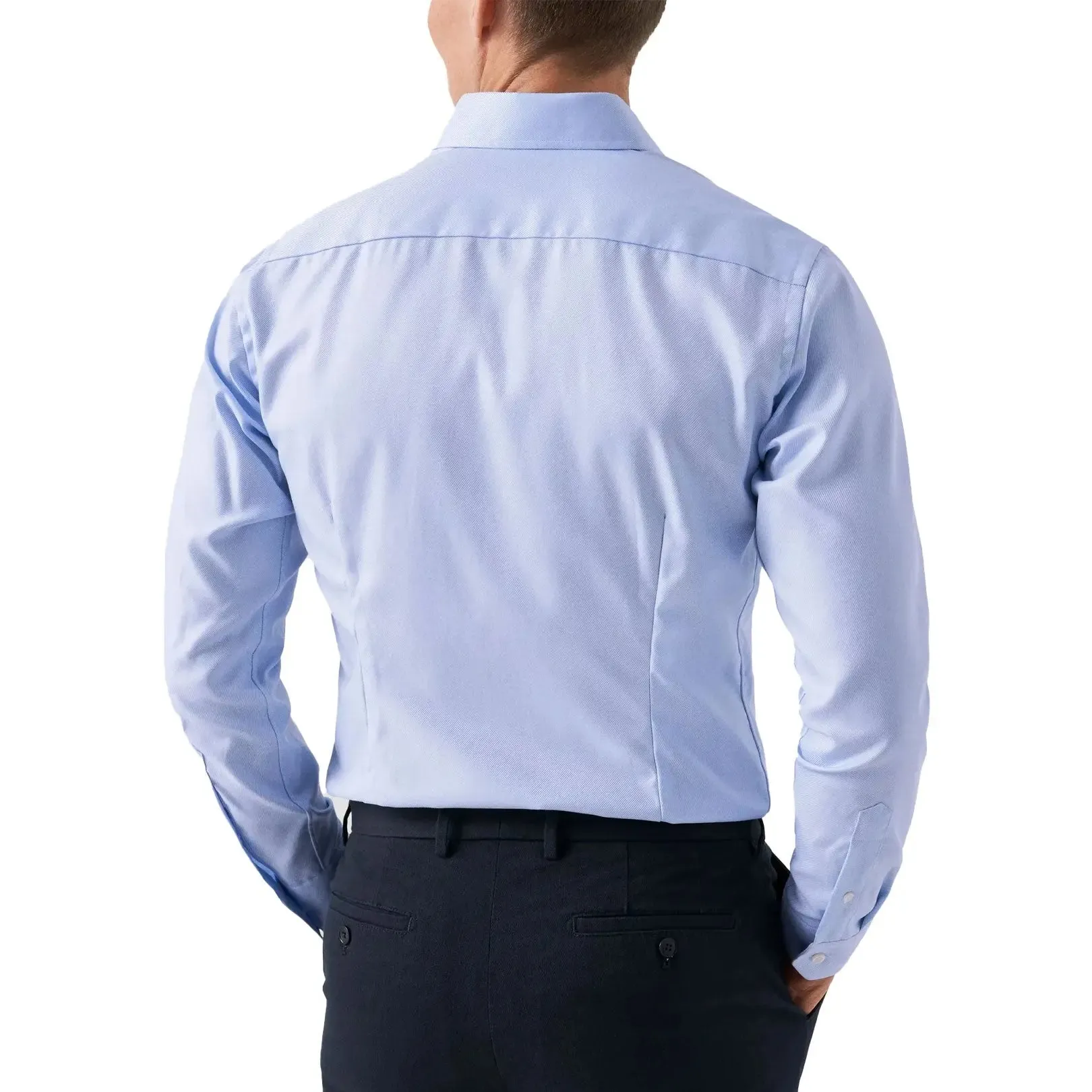 Blue Textured Twill Slim Fit Shirt