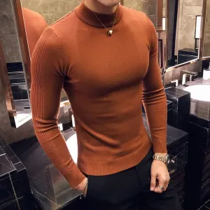 Bonsir 9 Colors Half High Neck Men's Sweater Autumn Winter Casual Solid Color Warm Pullover High Quality Slim Fit Long Sleeve Sweaters