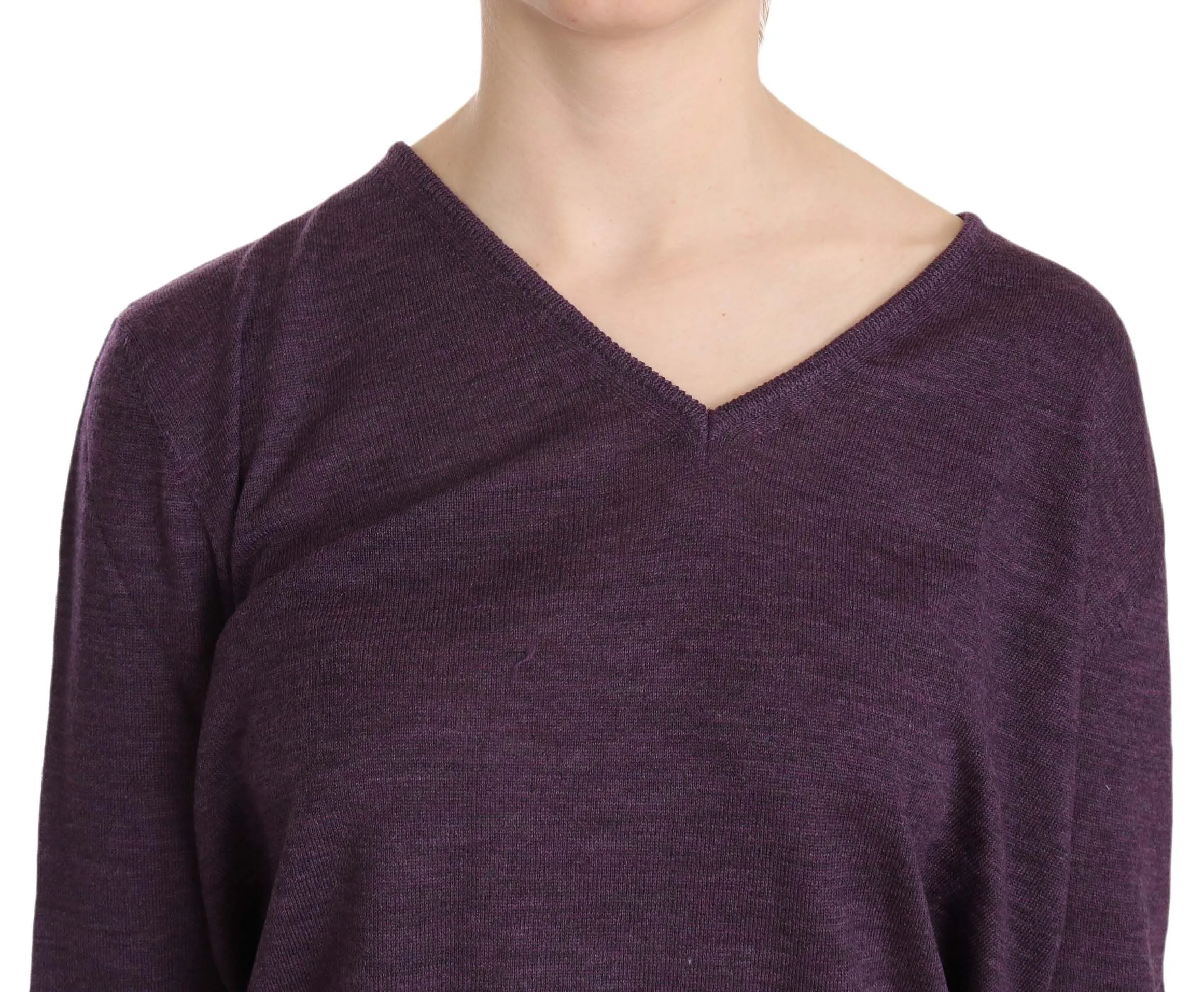 BYBLOS Elegant Purple V-Neck Wool Blouse