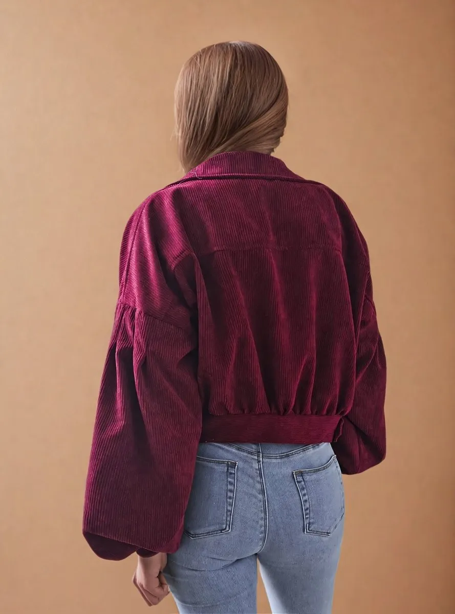 Cécile | Casual Corduroy Lantern Sleeves Jacket