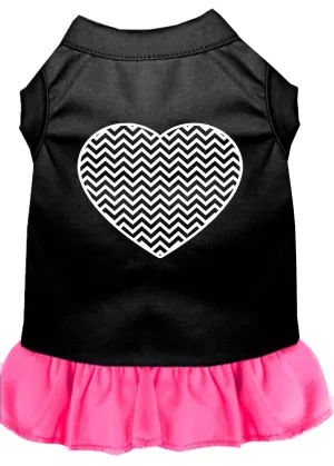 Chevron Heart Screen Print Dress Black With Bright Pink Xxl (18)