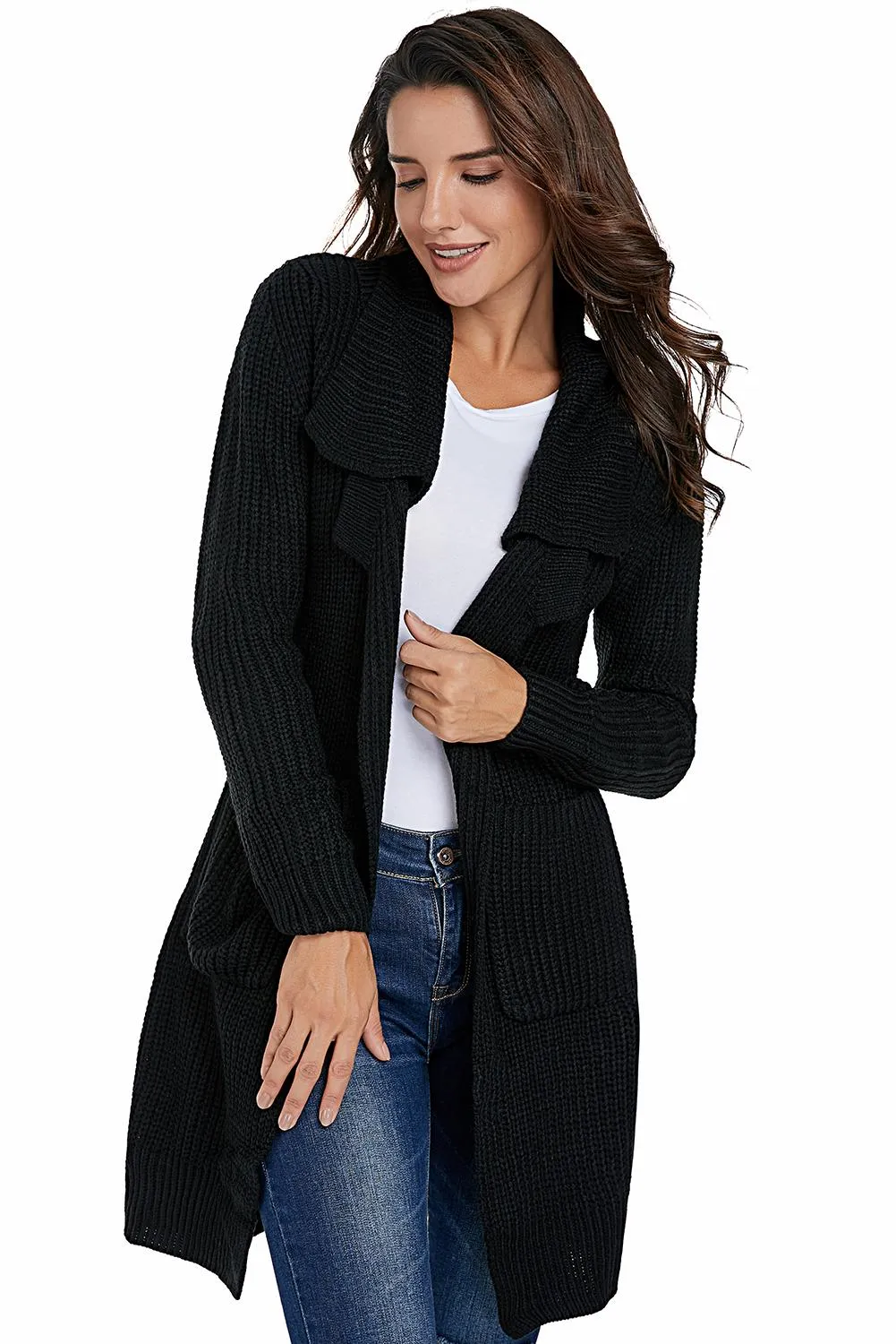 Chunky Long Cardigan with Side Pockets