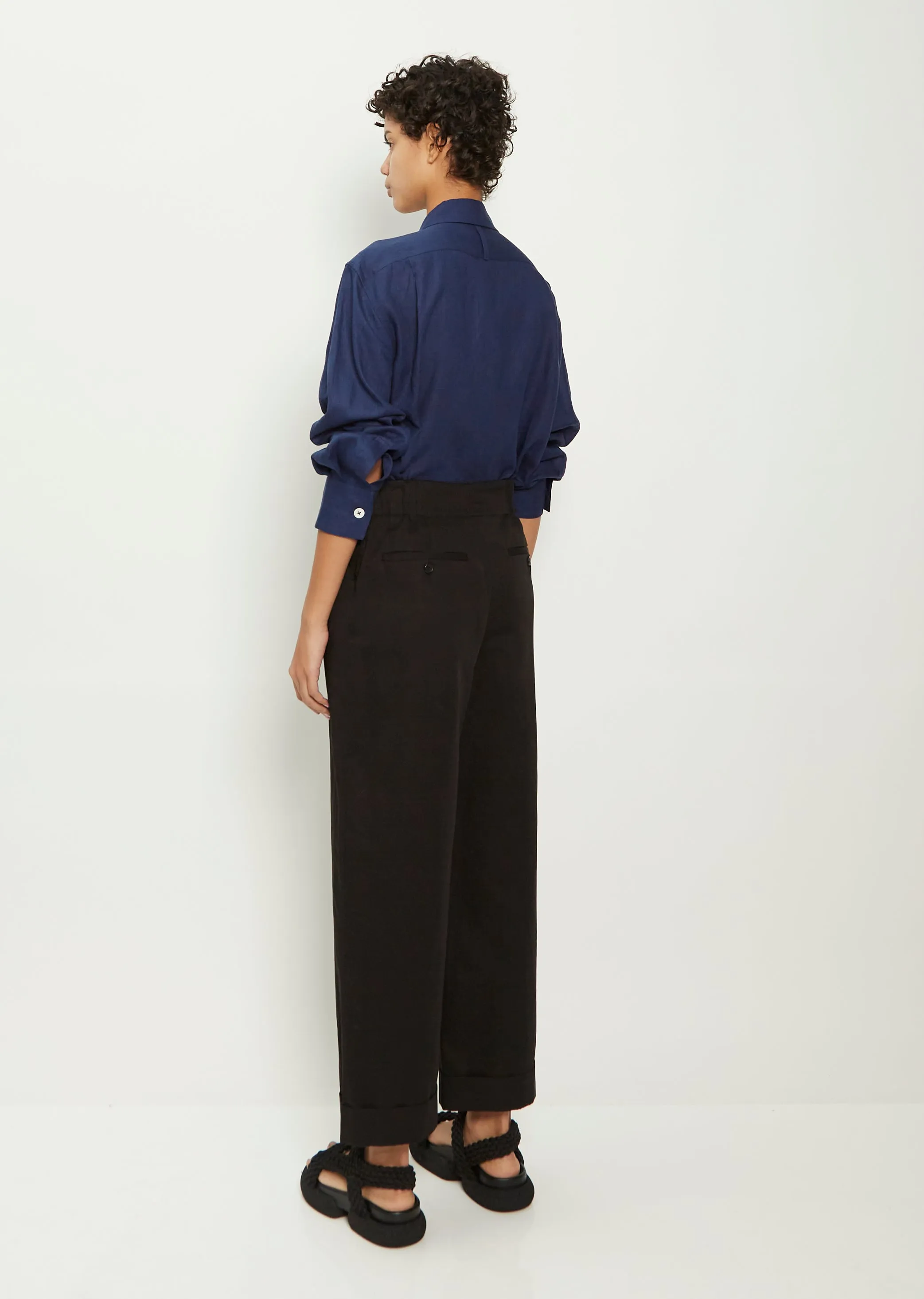 Cotton Blend Relaxed Crop Trouser