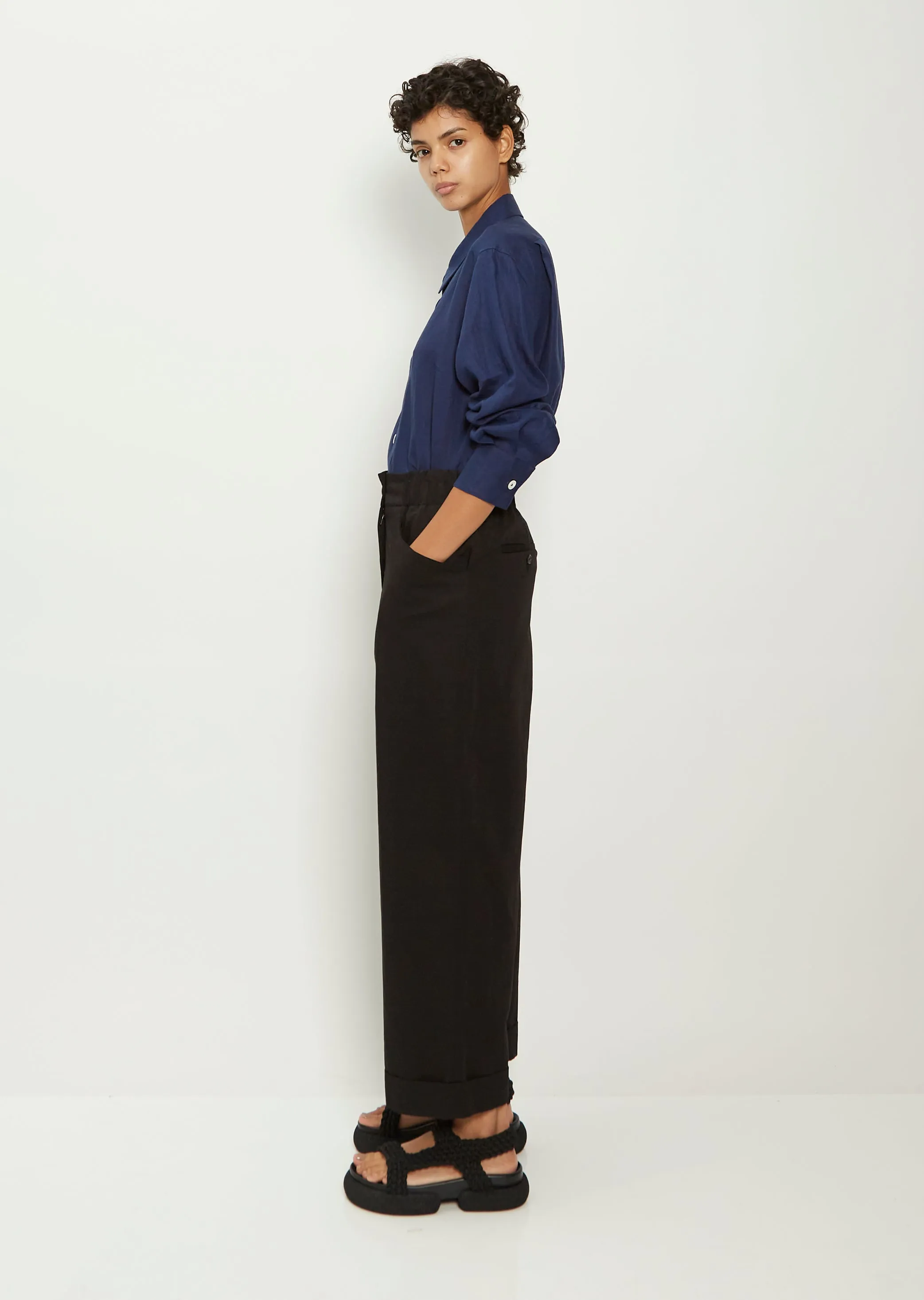 Cotton Blend Relaxed Crop Trouser