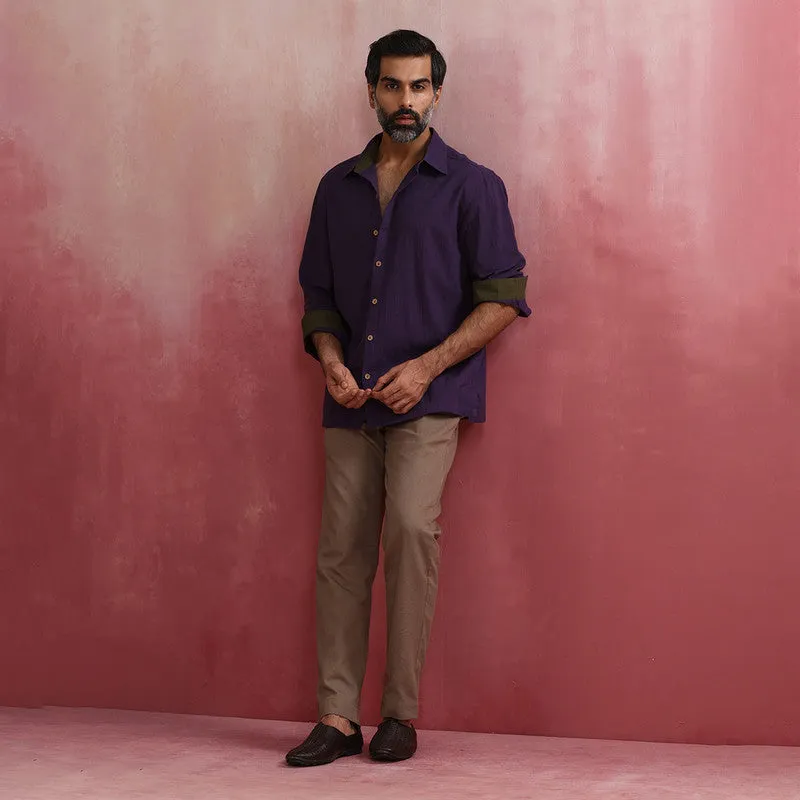 Cotton Shirt for Men | Purple | Full Sleeves