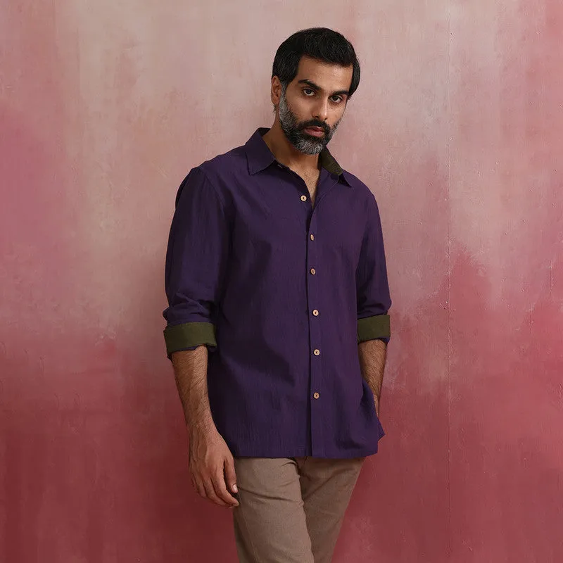 Cotton Shirt for Men | Purple | Full Sleeves