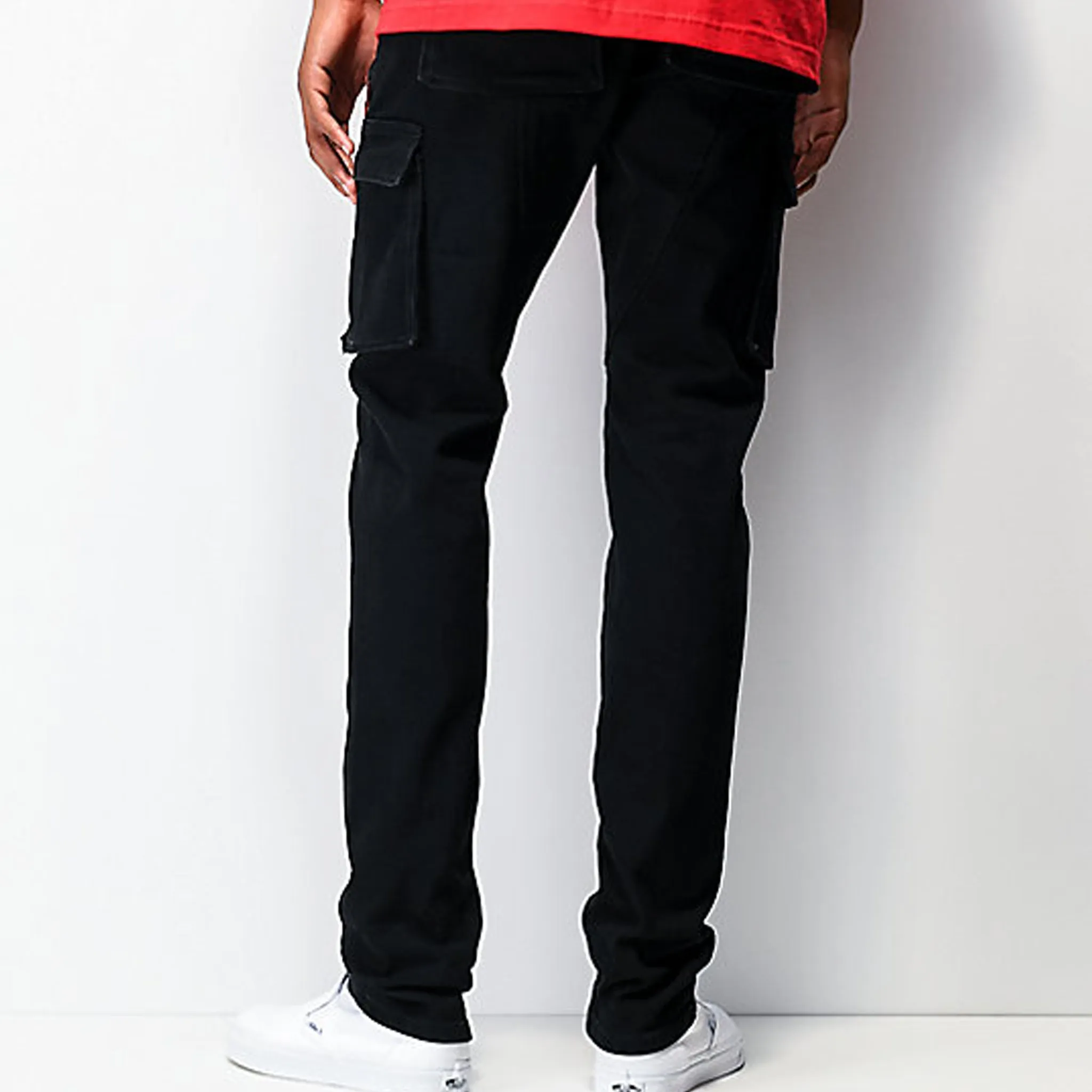 Crysp Pacific Black Cargo Denim Elastic Waist Jeans