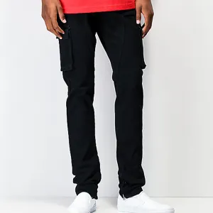 Crysp Pacific Black Cargo Denim Elastic Waist Jeans