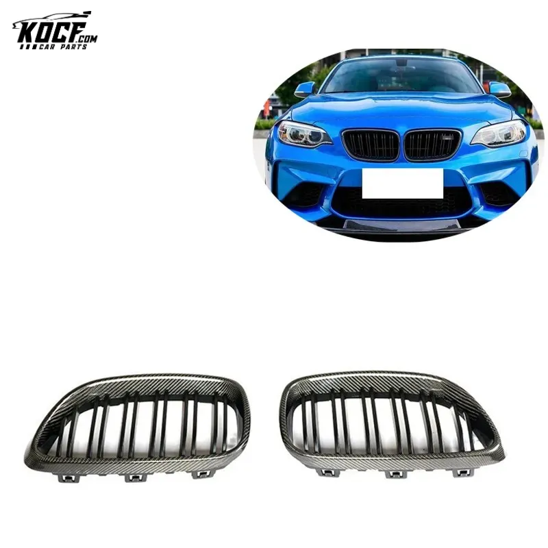 Customization Carbon Fiber Dual slats Front Grille Grill For BMW F22 M235i M240i F87 M2 14 