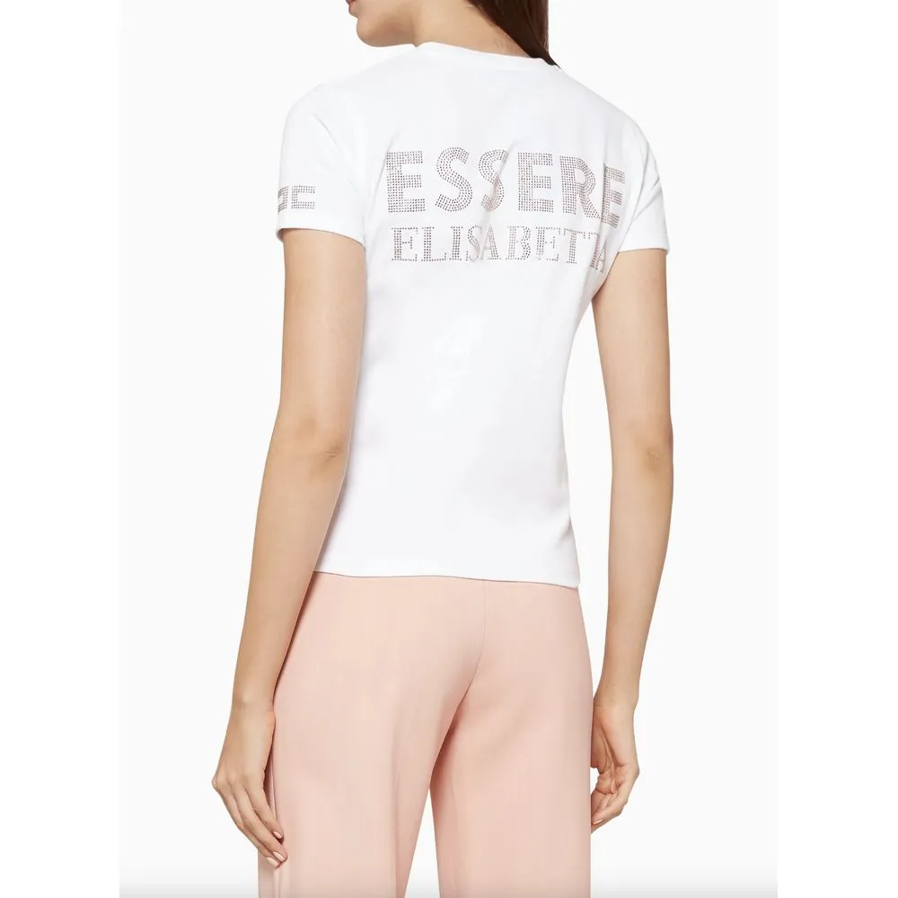 Elisabetta Franchi Elegant Rhinestone Studded Cotton Tee