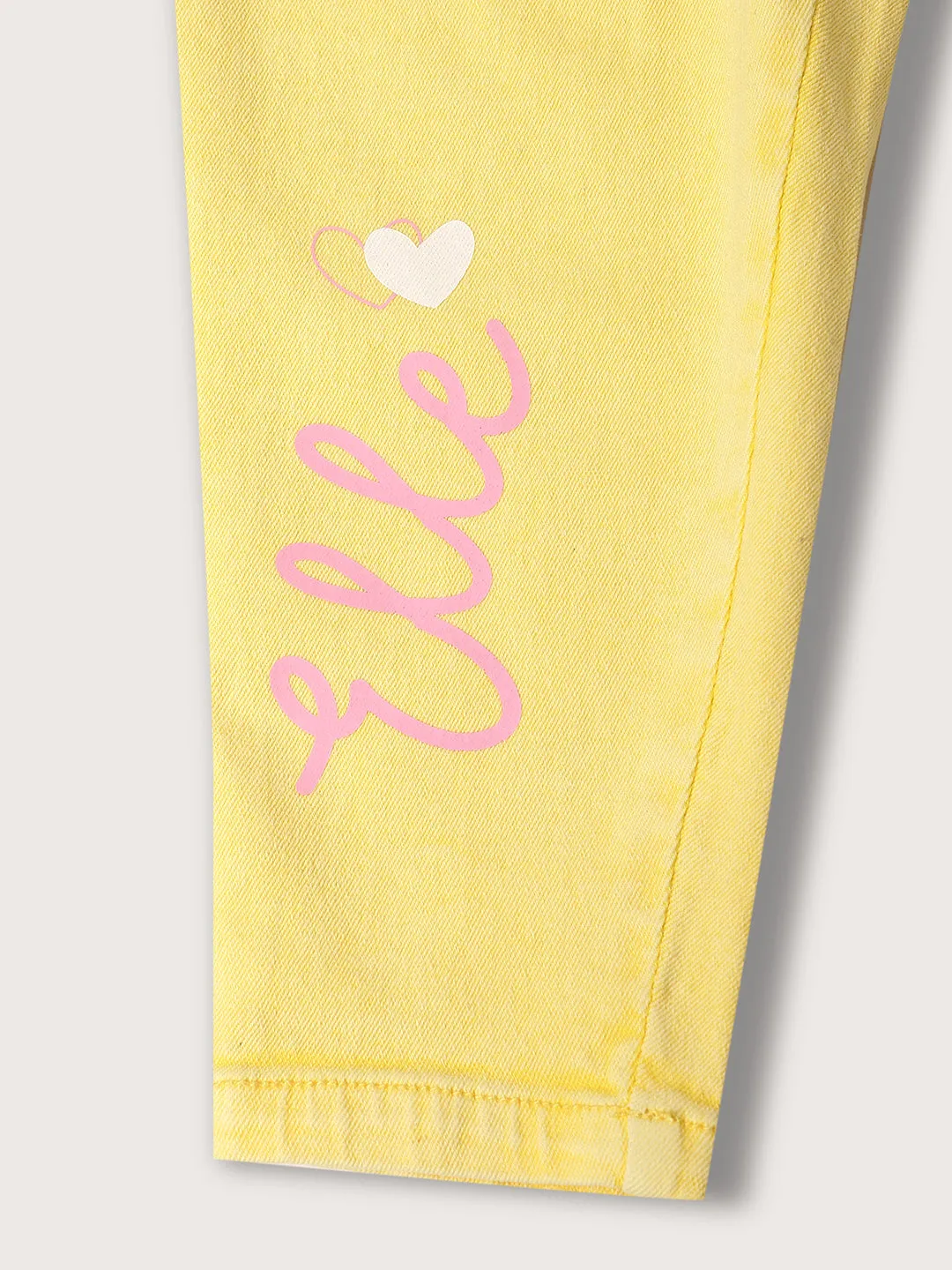 Elle Kids Girls Lemon Yellow Solid Loose Fit Jeans