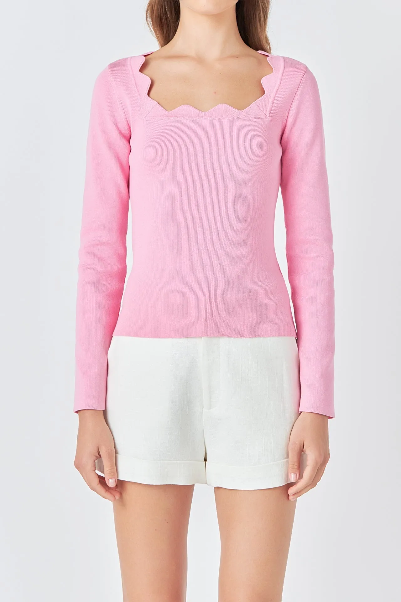 Endless Rose - Scallop Detail Long Sleeve Sweater