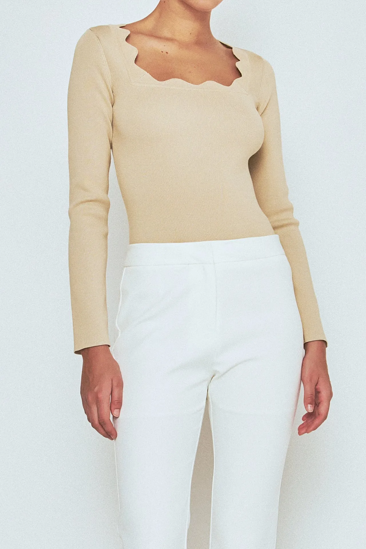 Endless Rose - Scallop Detail Long Sleeve Sweater