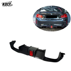 F87 M2C DT-M style Carbon Fiber Car Boot Splitter Spoiler Plate Rear Bumper Diffuser with LED Lamp For BMW F87 M2 M2C