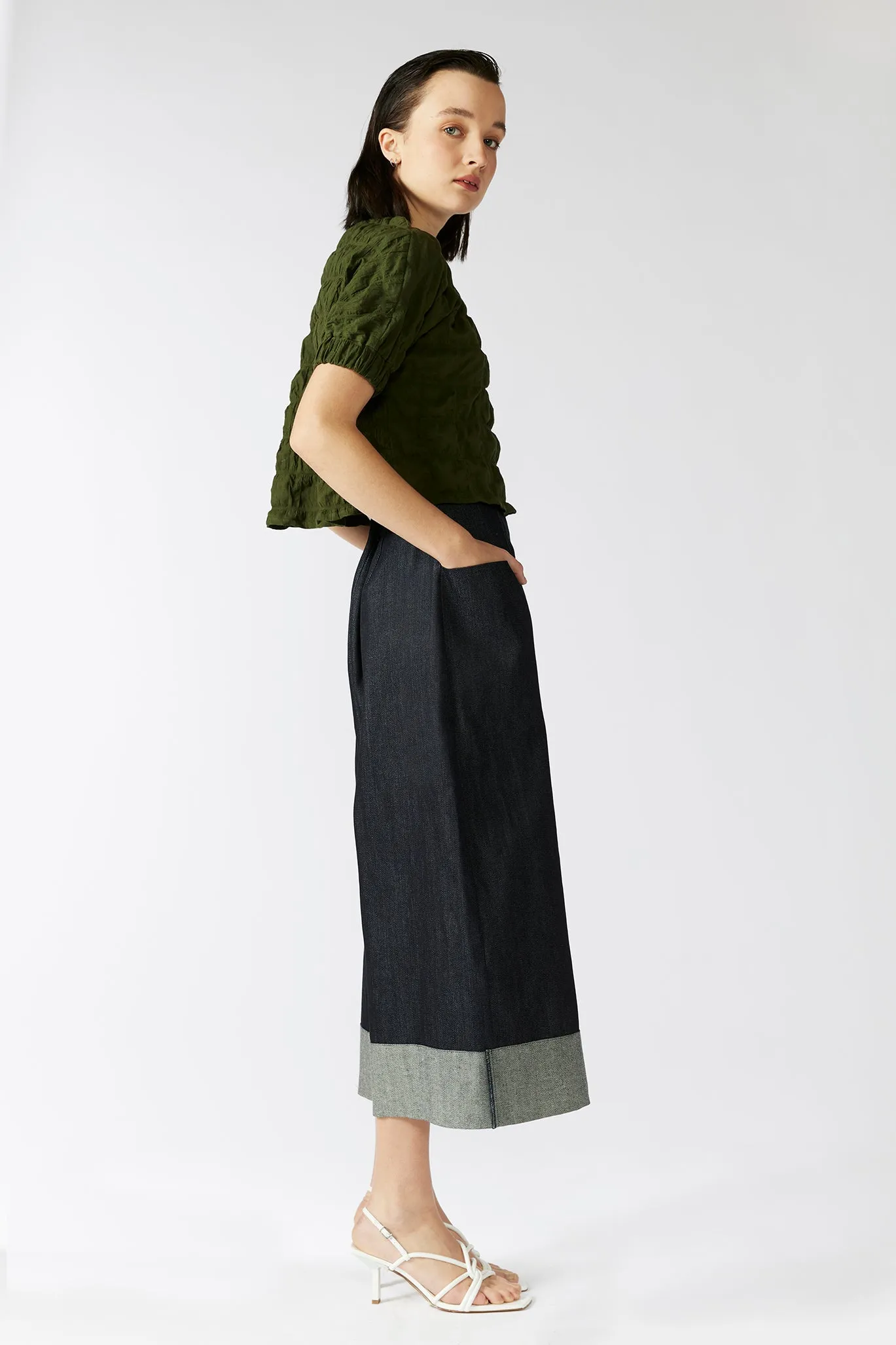 FERNERY TOP [ Green Cotton, Short Sleeves ]