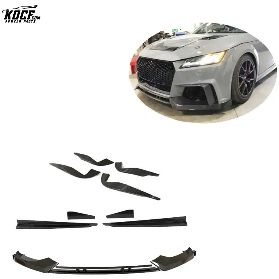 For 15-19 Audi TTS/TTRS MK3 Carbon Fiber Front Bumper Lip Spoiler Side Splitter Canards