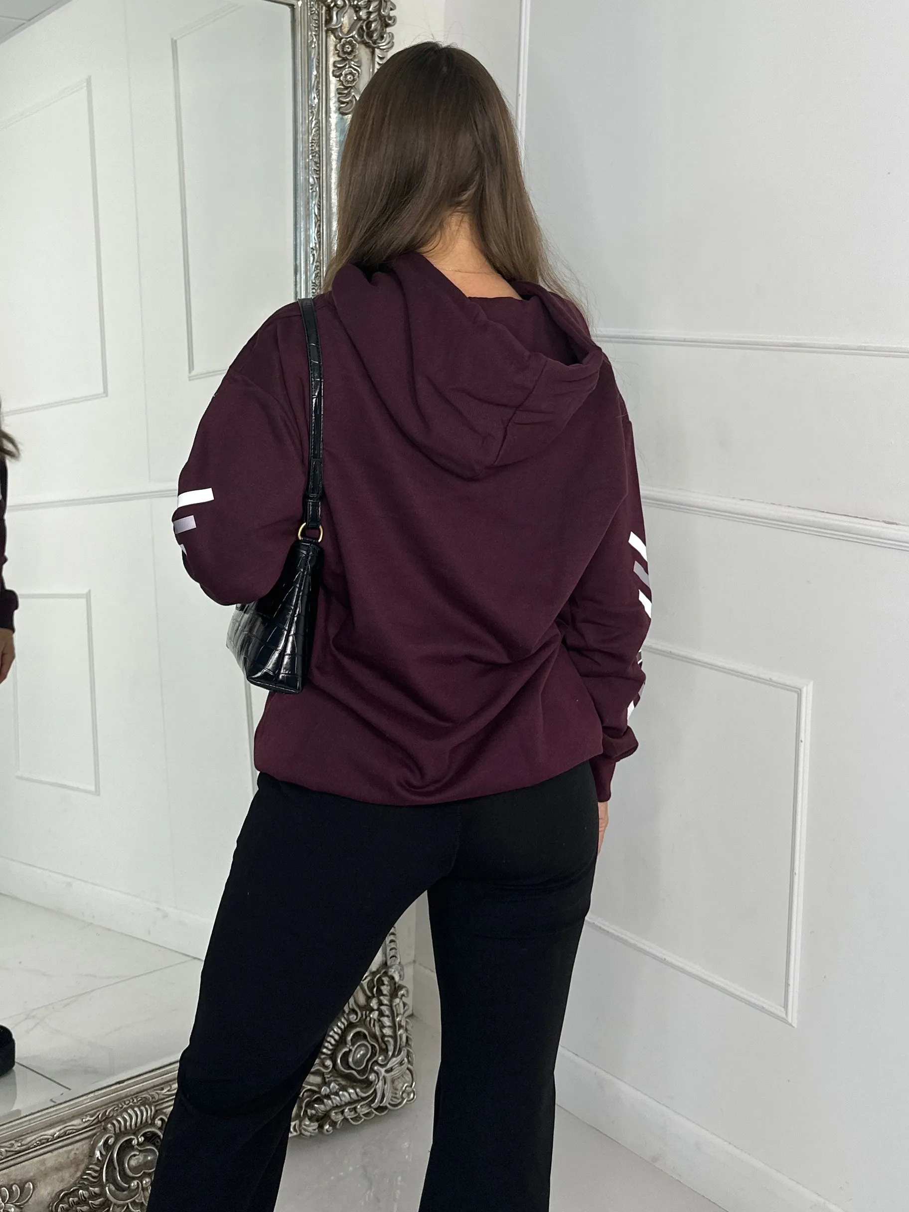 Girl Print Hoodie - Wine