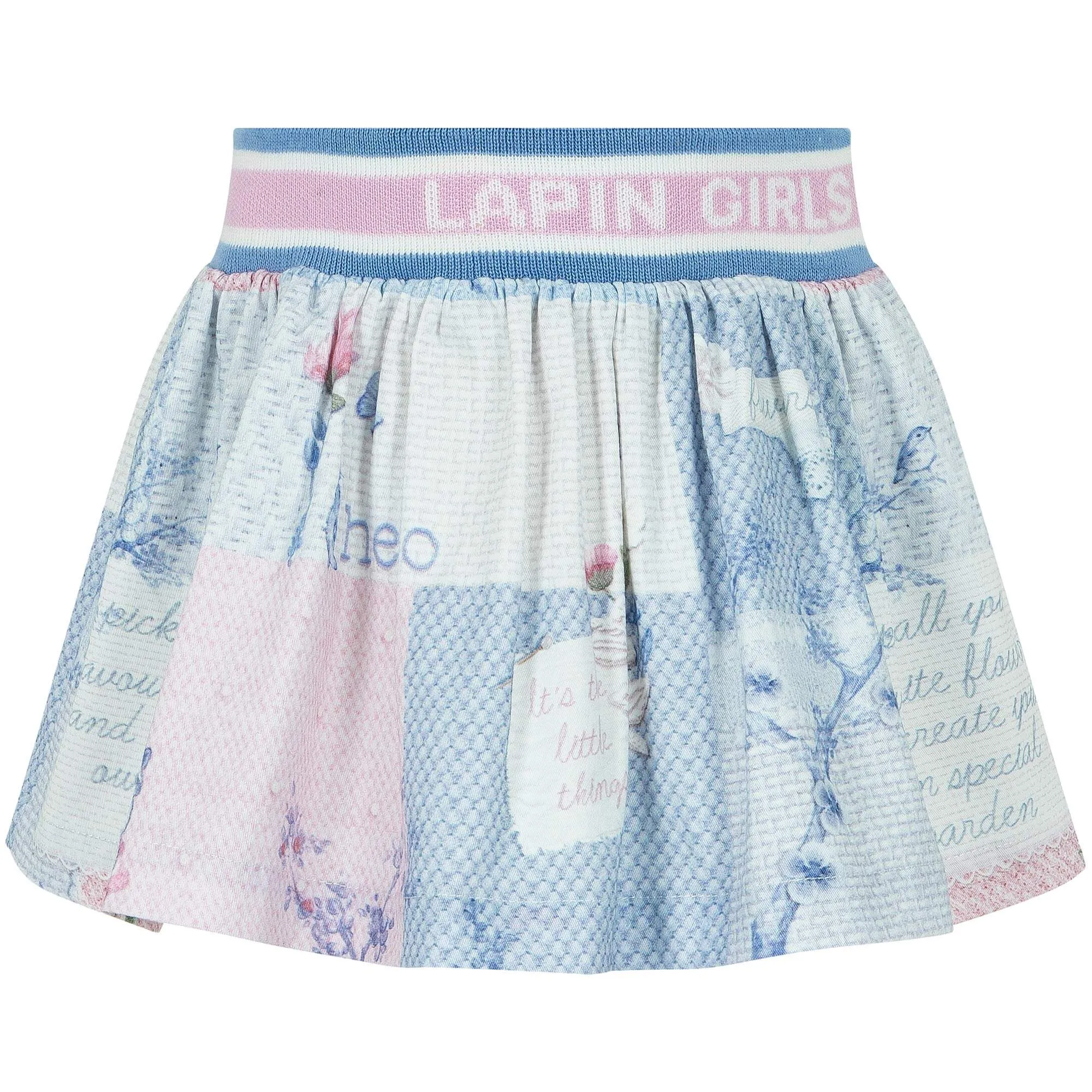 Girls Blue Pattern Skirt Set