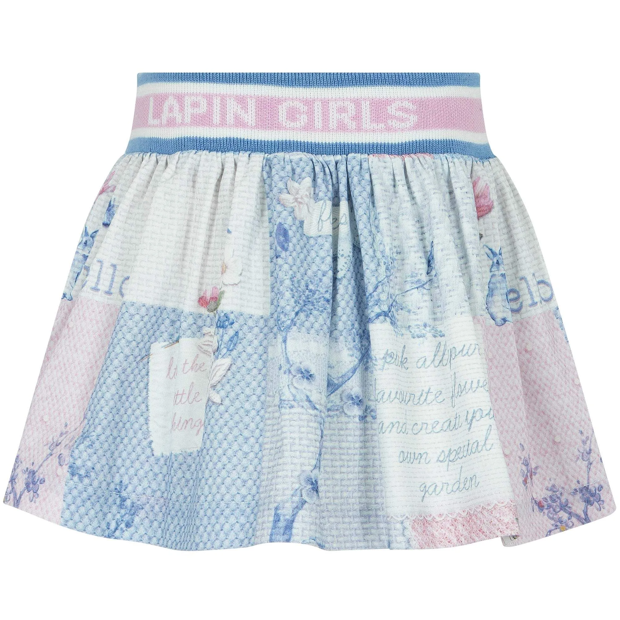 Girls Blue Pattern Skirt Set