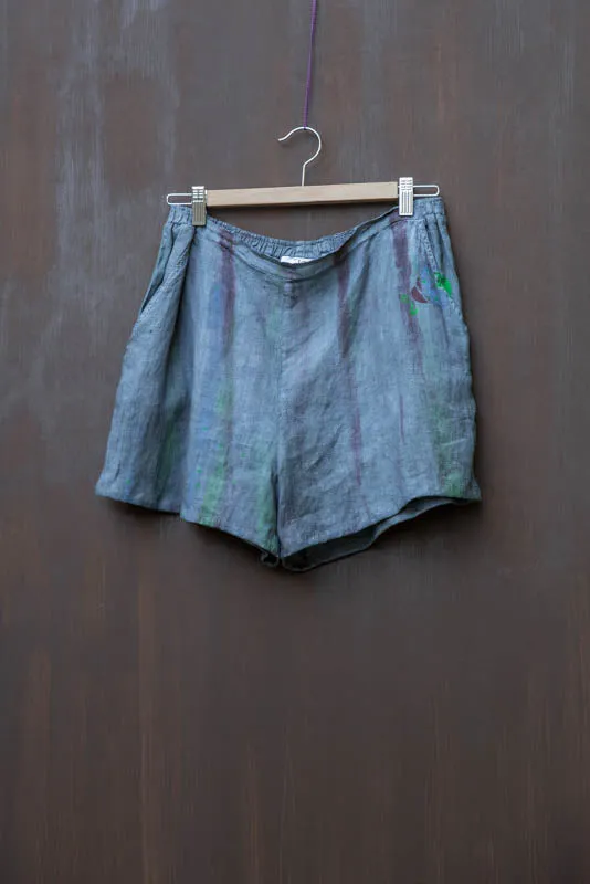 Gray-Tone Linen Short Pants