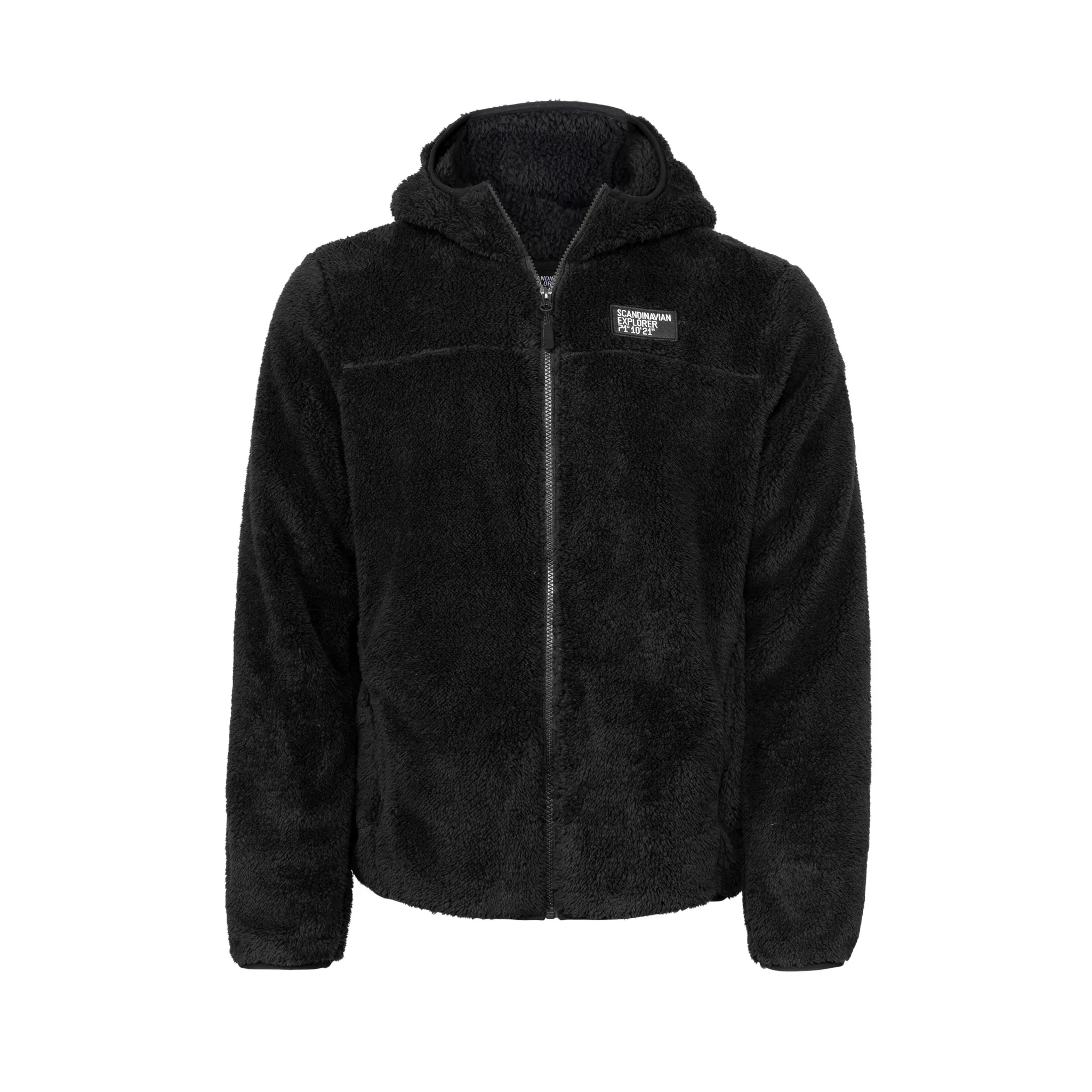 Hooded Teddy Fleece Jacket - Black