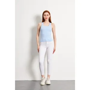 Light Blue Square Neck Tank Top