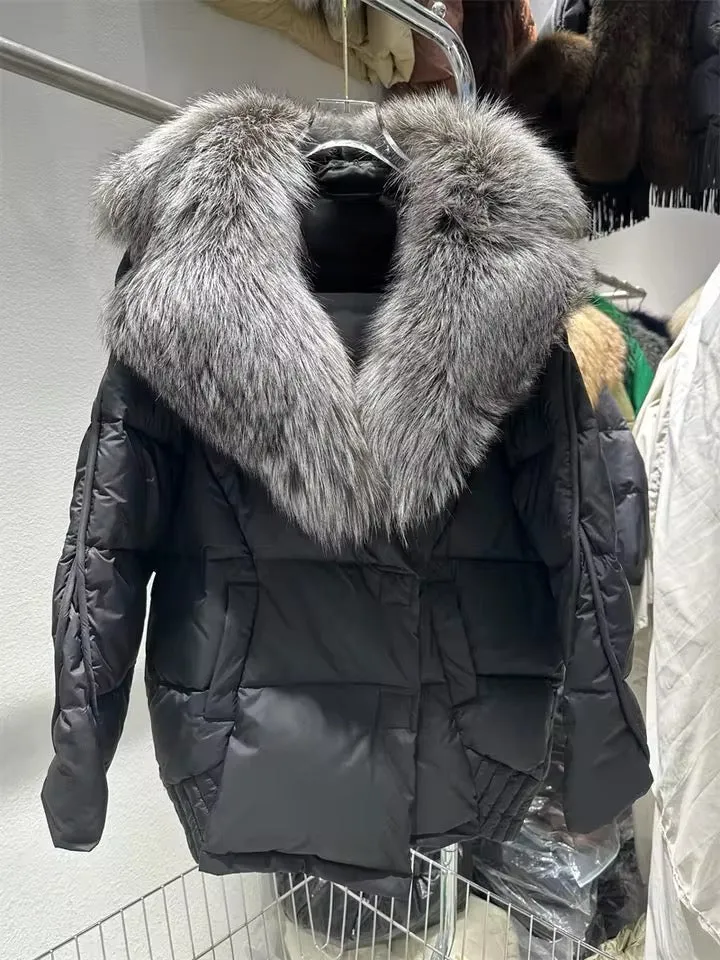 Luxurious Warmth: Women's Plus Size Duck Down Jacket with Real Fur