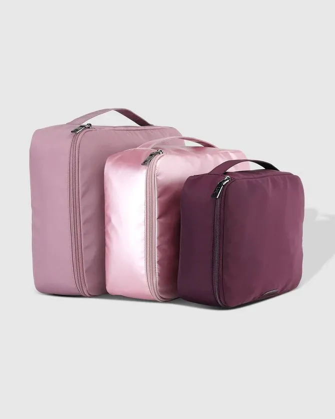 MADRAS 3 PIECE PACKING CUBE SET PINK