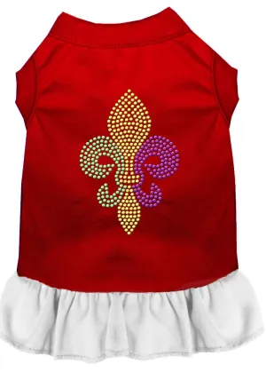 Mardi Gras Fleur De Lis Rhinestone Dress Red With White Xxxl (20)