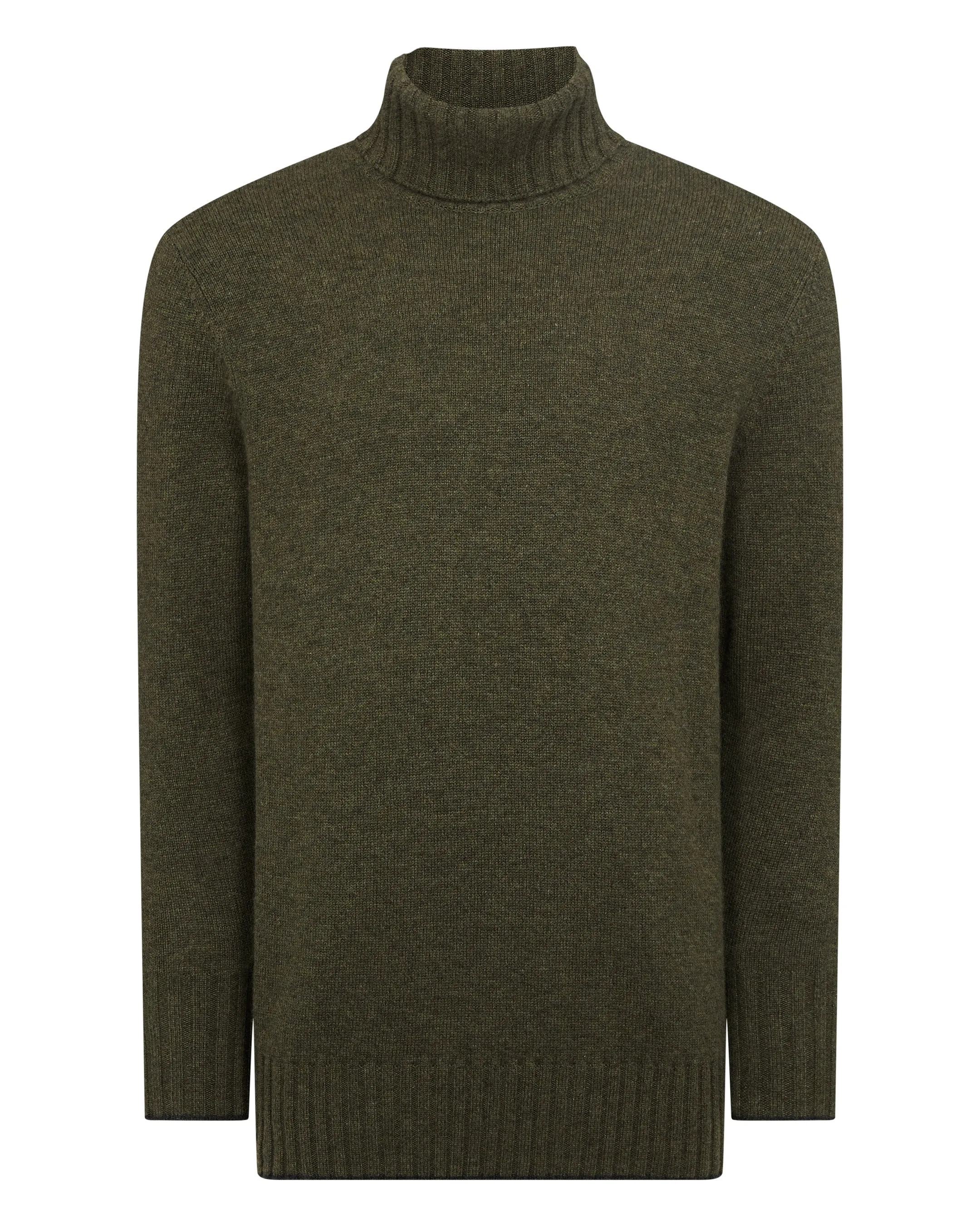 Men's Brompton Roll Neck Cashmere Jumper Moss Green