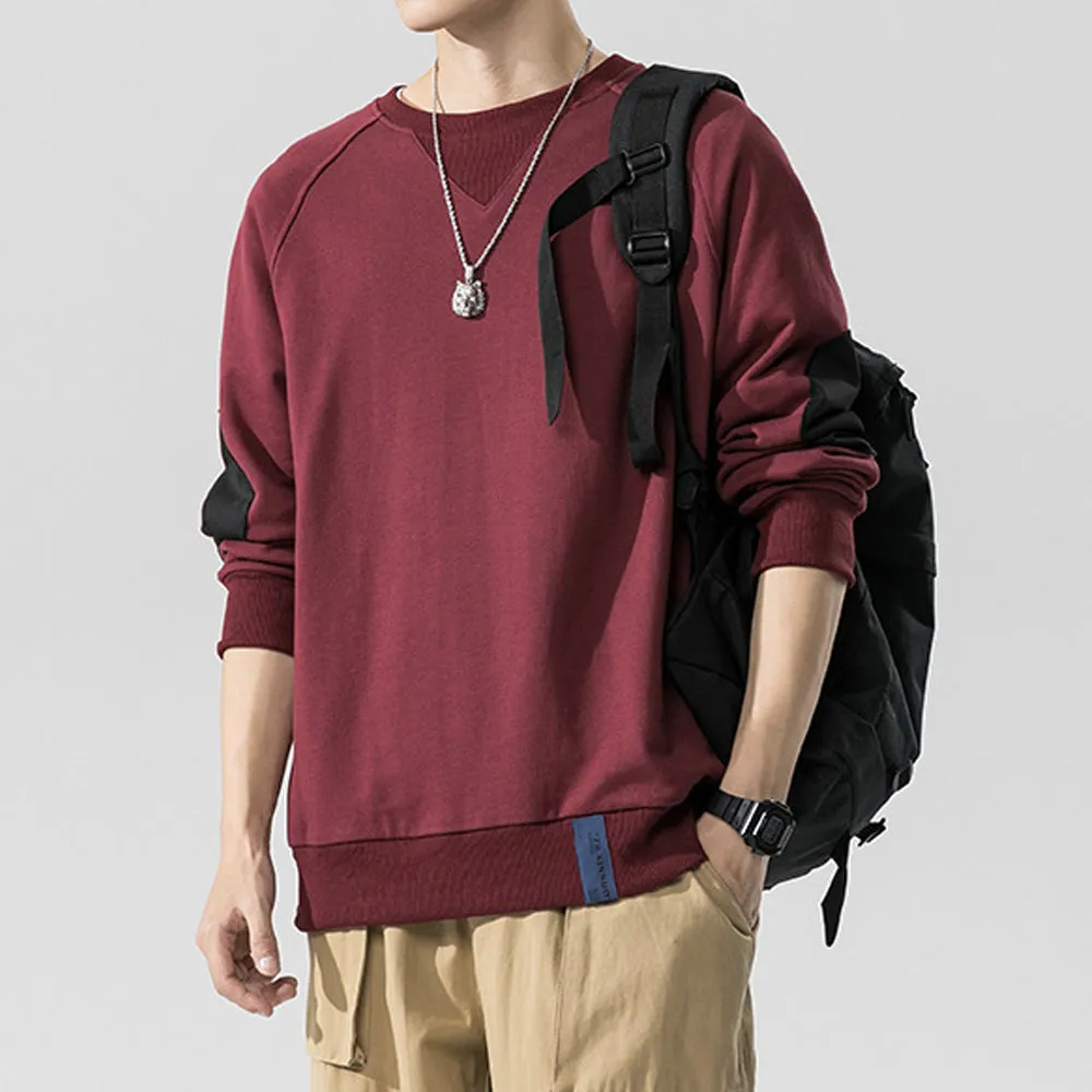 Mens Sweatshirt with Contrasting Elbow Patch