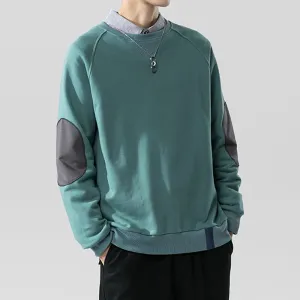 Mens Sweatshirt with Contrasting Elbow Patch