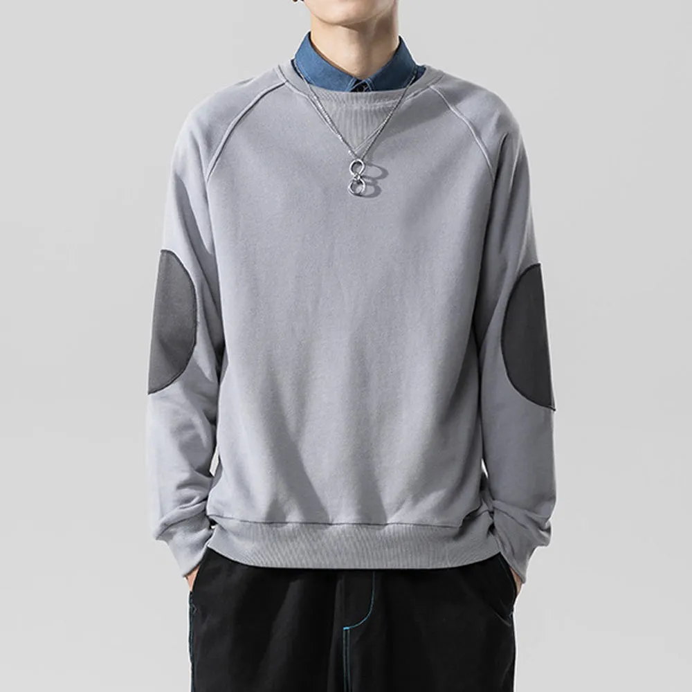 Mens Sweatshirt with Contrasting Elbow Patch