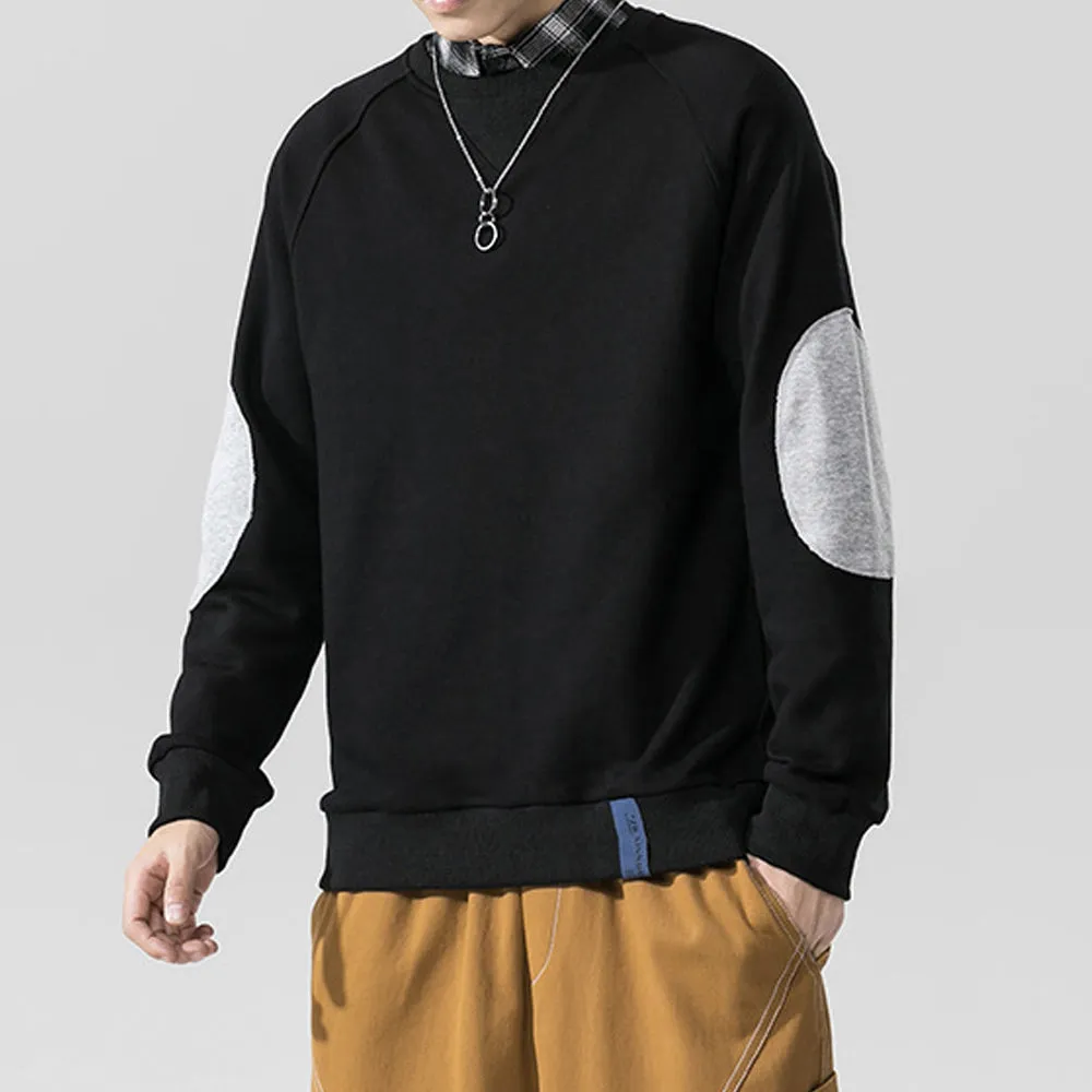 Mens Sweatshirt with Contrasting Elbow Patch