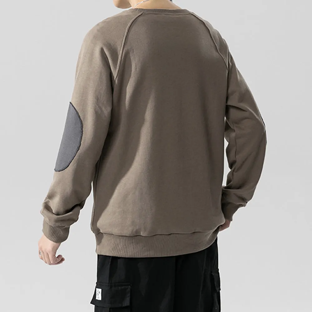 Mens Sweatshirt with Contrasting Elbow Patch