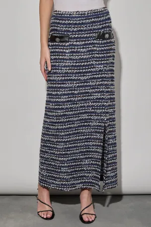 Multi-Stitch Tweed Knit Maxi Skirt