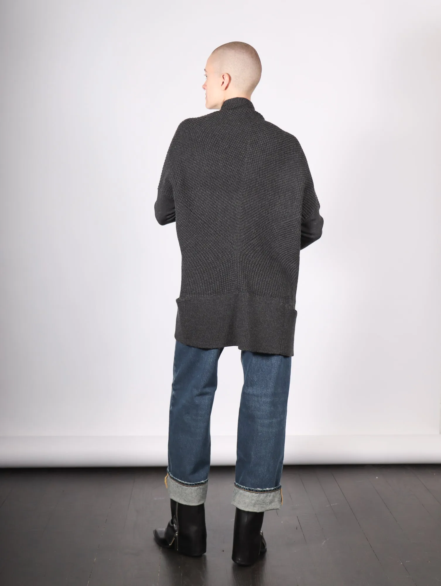 N86 Waffle Stitch Cardigan in Asphalt by NFP