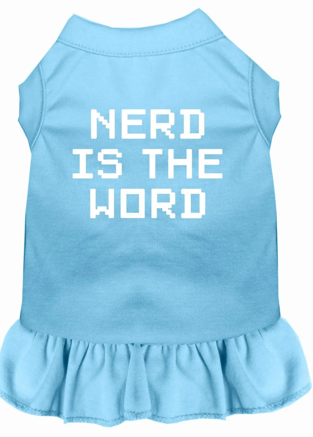 Nerd Is The Word Screen Print Dress Baby Blue Xs (8)