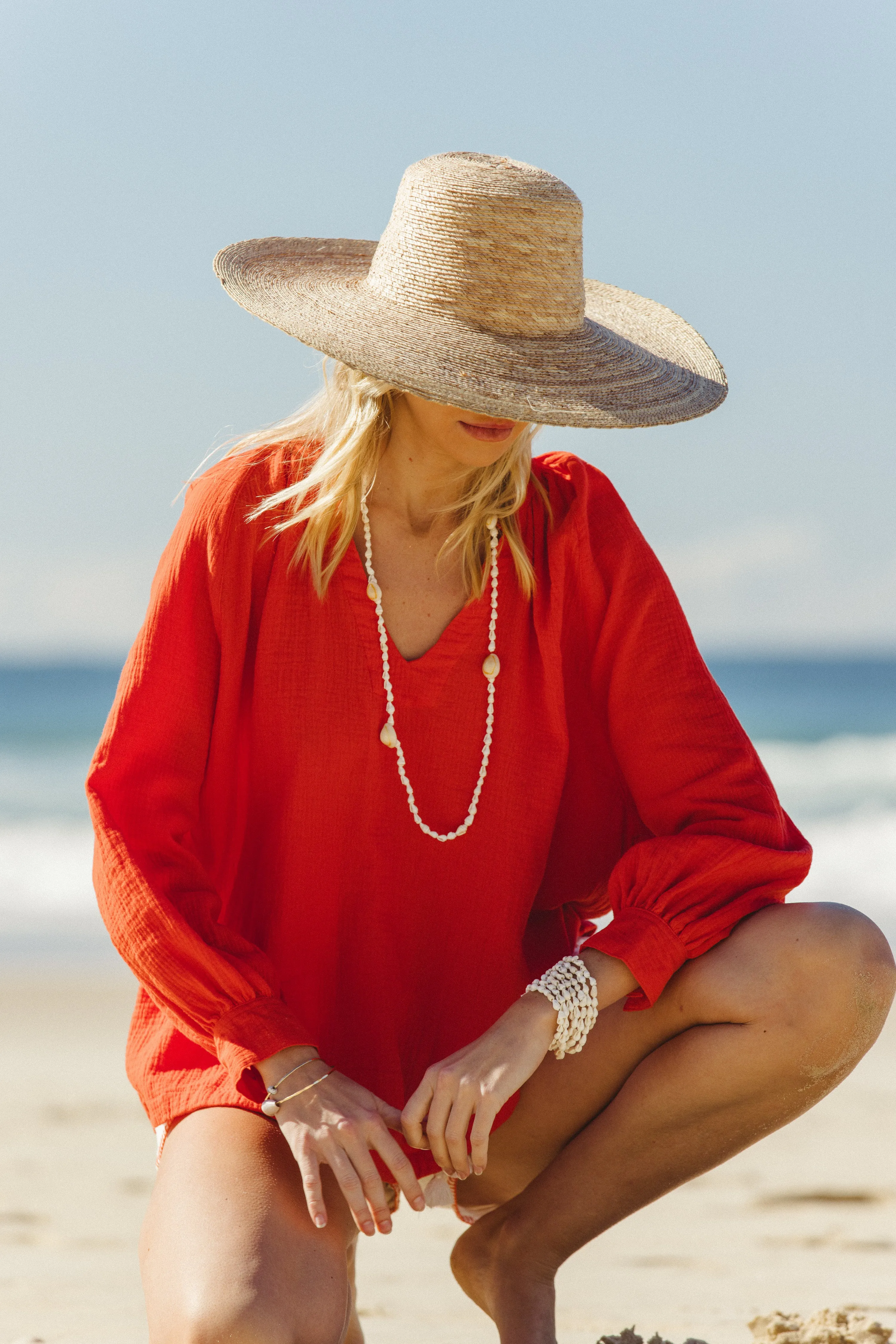 Palm Blouse - Hibiscus