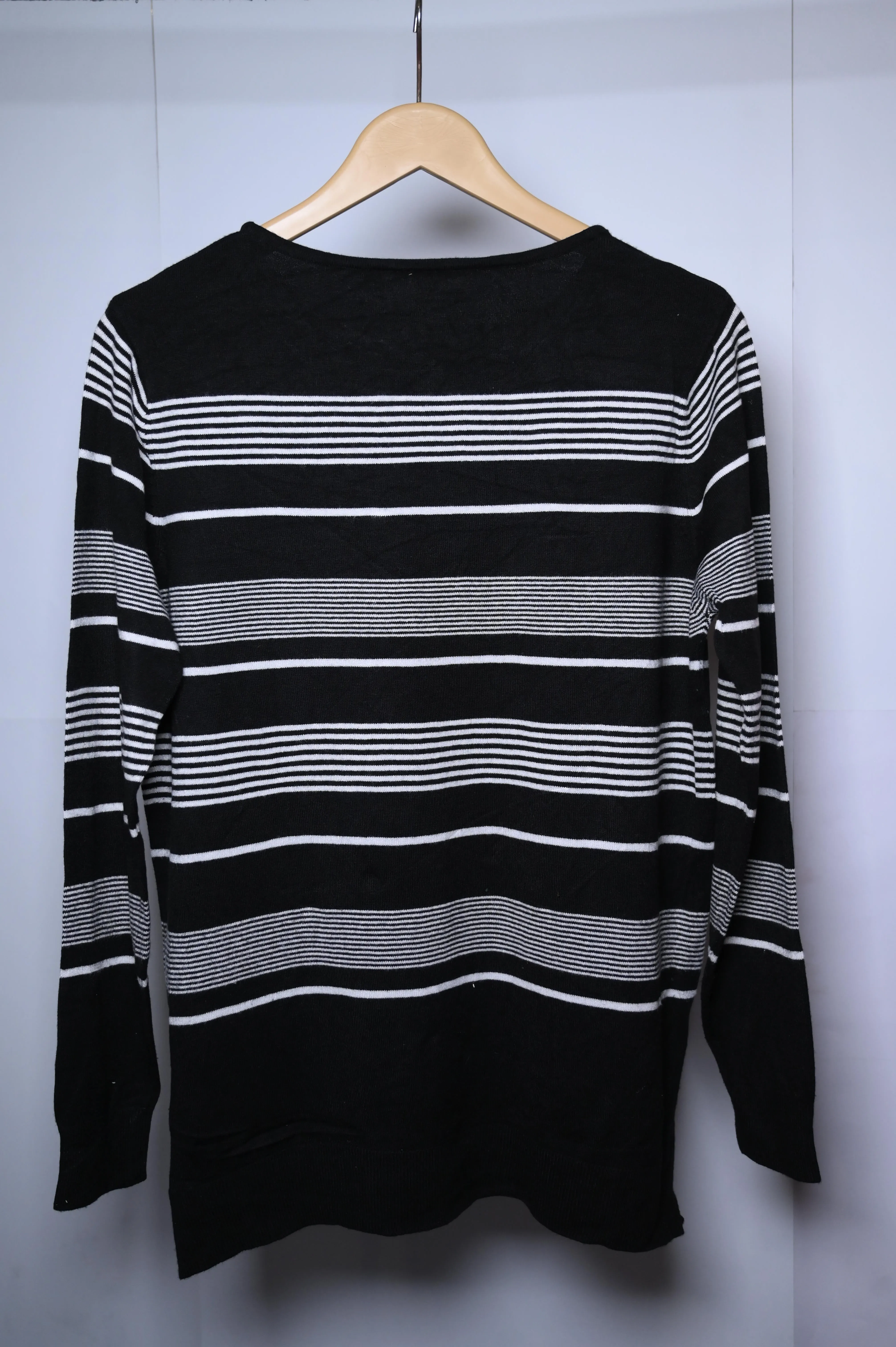 Peacocks Black and White Striped Winter Blouse